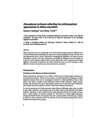 Educational software reflecting two approaches