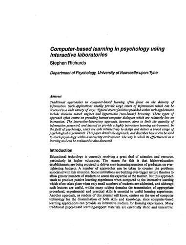 Computer-based learning in psychology
