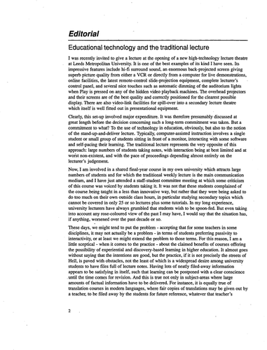 Educational technology and the traditional lecture