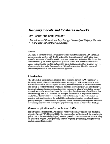 Teaching models and local-area networks