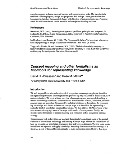 Concept mapping and other formalisms as Mindtools