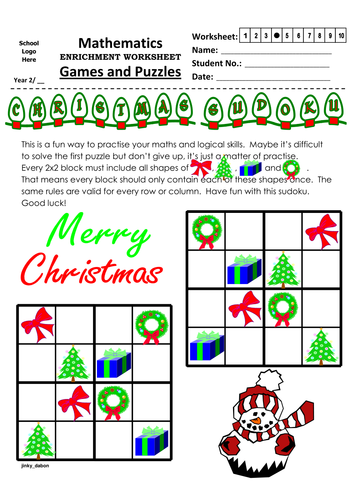 Christmas Themed Sudoku (4x4) | Teaching Resources