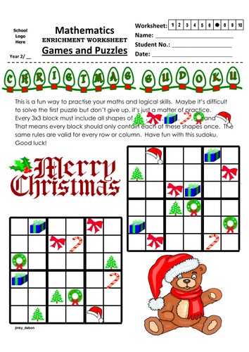 Christmas Themed Shape Sudoku (6x6)