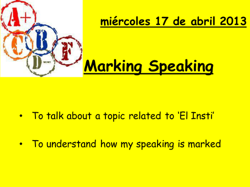 Peer-assessment - School Speaking