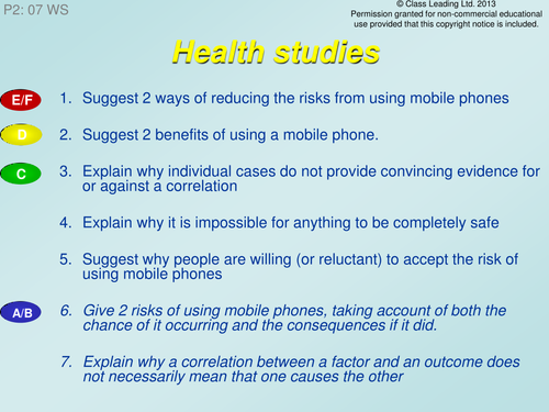 Health studies - graded questions