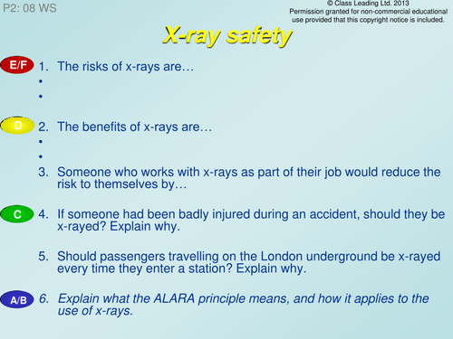 X-ray safety - graded questions