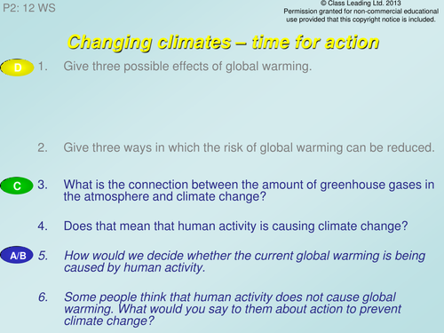 Climate change (2) - graded questions