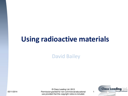Using radioactive materials - graded questions
