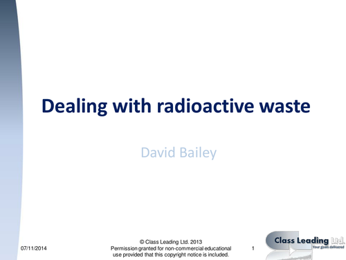 Dealing with radioactive waste - graded questions