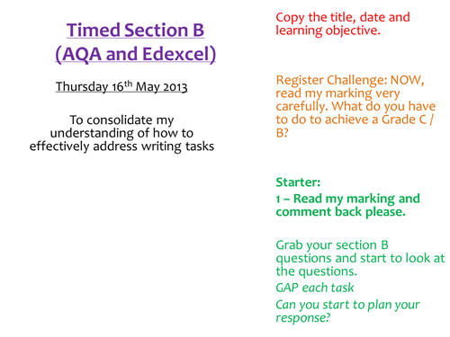 Lesson to structure Practising AQASection B