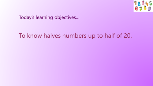 KS1 Halves of numbers up to 20