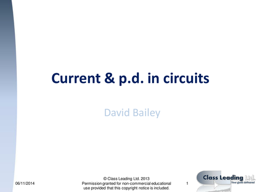 Current & p.d. in circuits