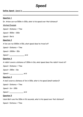 Printables Calculating Average Speed Worksheet speed worksheets by biscuitcrumbs teaching resources tes