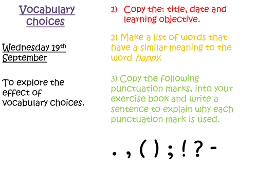 Improving sentences by adapting vocabulary Lession