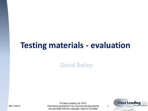 Testing materials - evaluation - graded questions