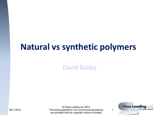 Natural vs synthetic polymers - graded questions