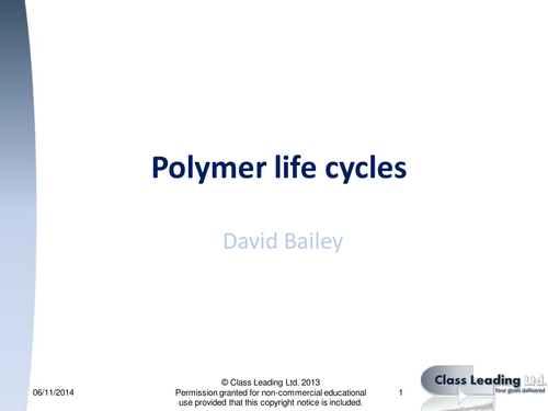 Polymer life cycles - graded questions