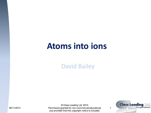 Atoms into ions - graded questions