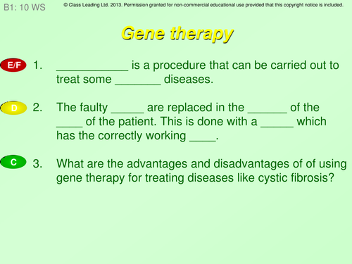 Gene therapy - graded questions