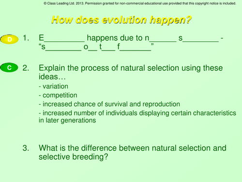 How does evolution happen - graded questions