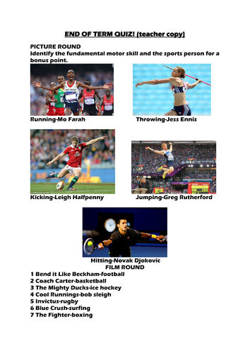 GCSE OCR end of term quiz