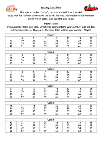 Mystery Calculator - Christmas Cracker Puzzle