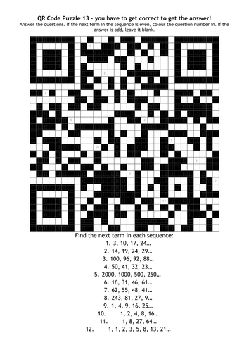 Qr Code Puzzle 13 Sequences Teaching Resources