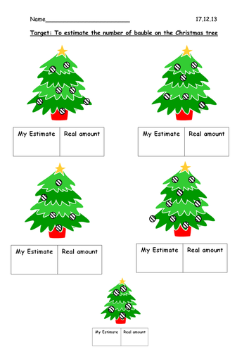 Estimate the baubles on the Christmas tree