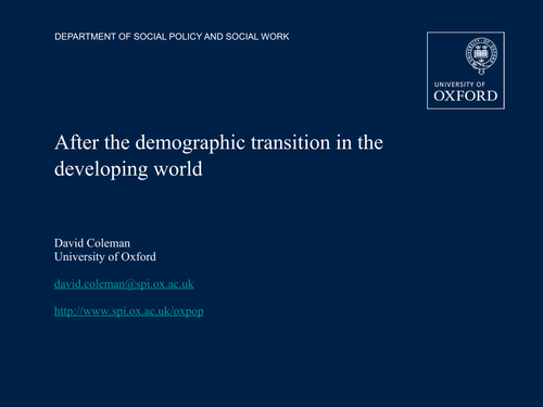 Demographic Trends and Problems 8/11
