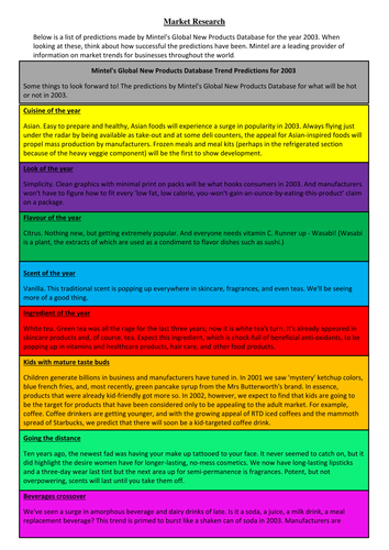 BTEC Level 3 Unit 3 - Introduction to Marketing