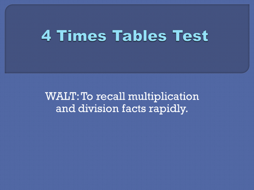 Timed tables tests, Set 1a