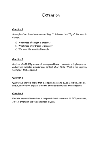 Lesson plan - Empirical Formulae