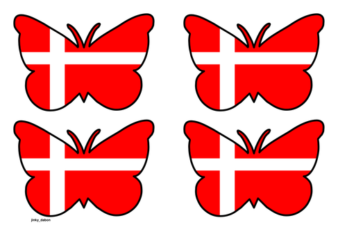 Butterfly Themed Denmark Flag