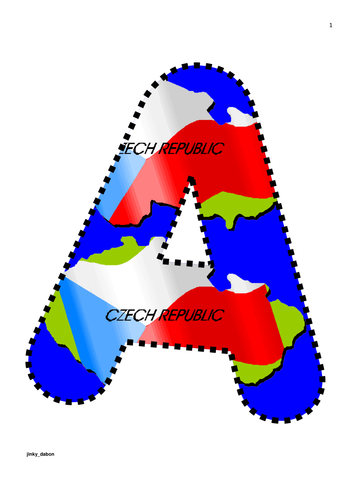 Czech Republic Flag Themed Alphabets and Numbers