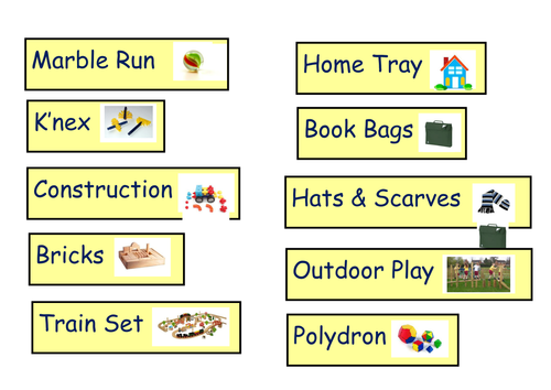 Classroom Object Labels with Pictures