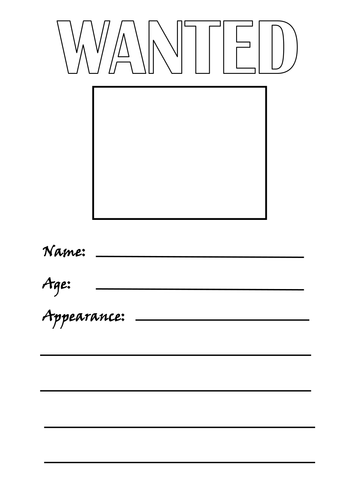 Differentiated 'Wanted' Poster Worksheets by 