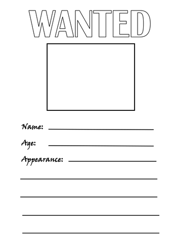 Differentiated 'Wanted' Poster Worksheets | Teaching Resources