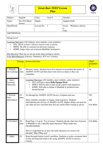 The Necklace by Guy Demaupassant Lesson 2