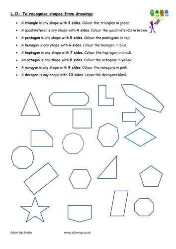 Investigating 2d 3 -10 sided shapes and polygons