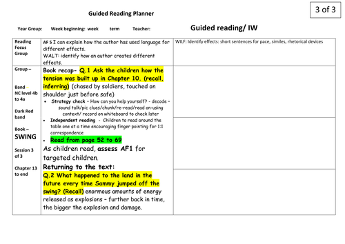 Project X SWING 4b to 4a planning and activities