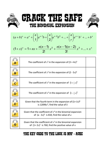 Binomial expansion lock game