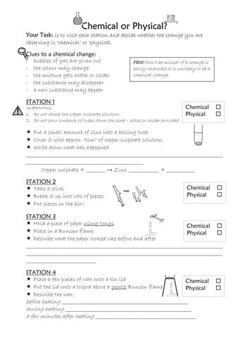 Chemical Or Physical Circus Teaching Resources