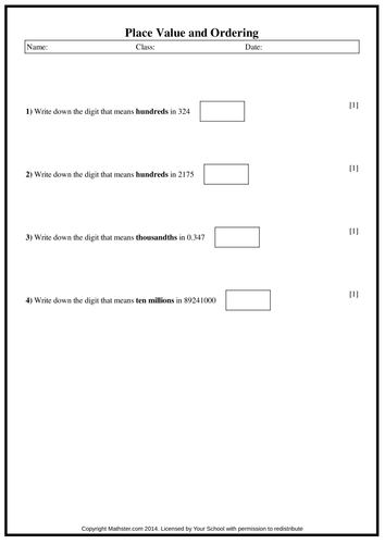 Place Value and Ordering