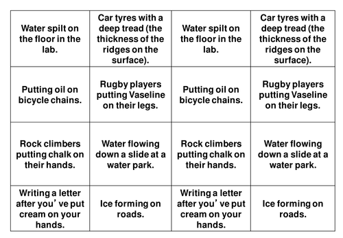 Forces - Friction and Lubricants + graph skills