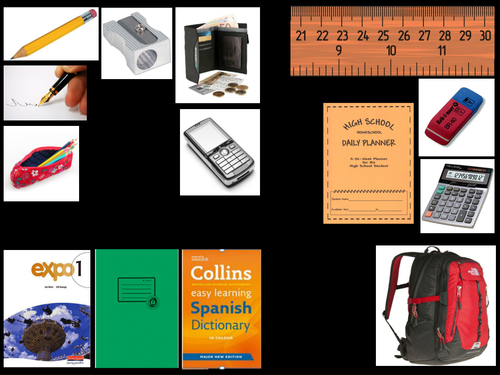 Pencil Case items- Spanish
