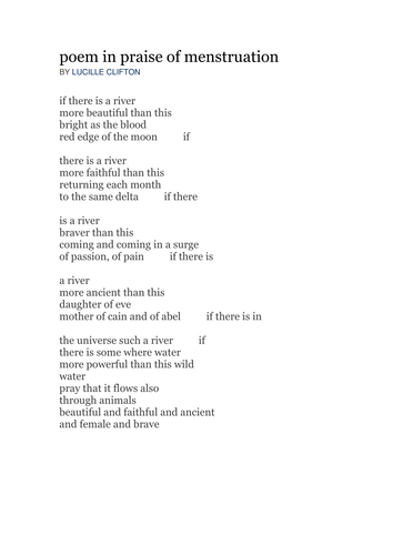 Annotate menstrual cycle poem