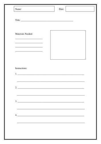 Writing Instructions Template by sbrumby1  Teaching Resources