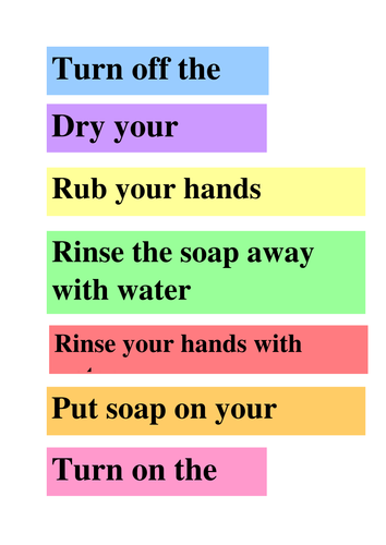 Jumbled Instructions for Washing Hands