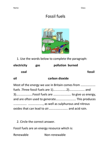 Renewable and non-renewable energy | Teaching Resources