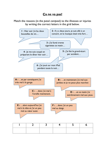 Reading task - illness and reasons - past tense